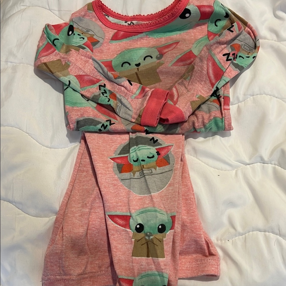 Star Wars Pink and Green Pajama Set with Baby Yoda Prints